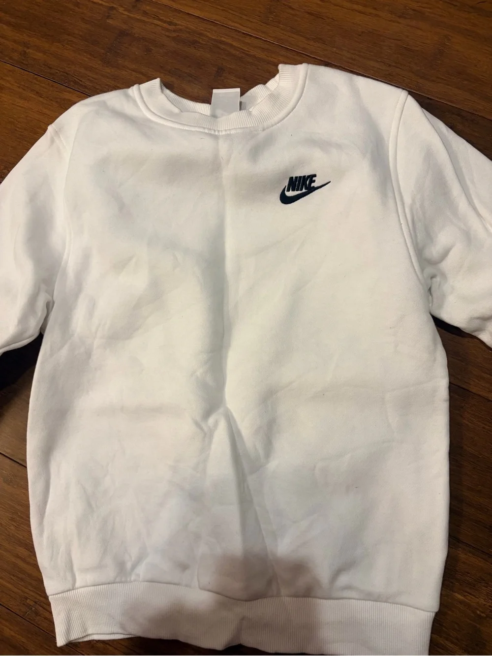 Nike Kids White Sweatshirt with Black Logo